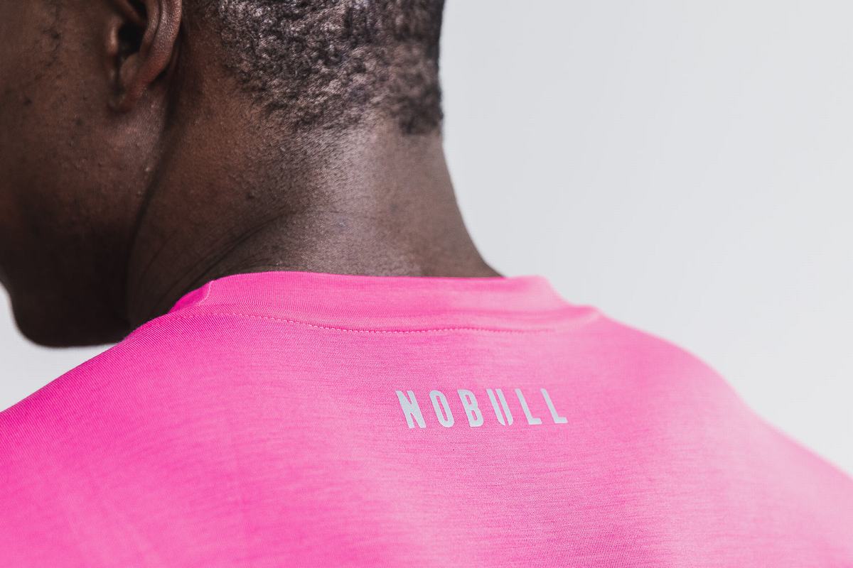 Nobull Wodapalooza Men's T Shirts Pink | Australia (OD6840)